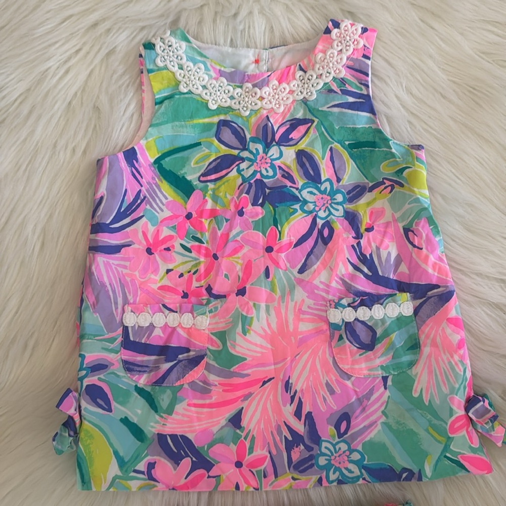 Lilly Pulitzer Infant Cotton Shift Dress & Bloomers Floral Multicolor 12-18 MO - Picture 2 of 11